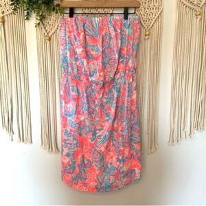 LILLY PULITZER Summer Siren Pink Sun Ray 100% Cotton‎ Windsor Dress Large
